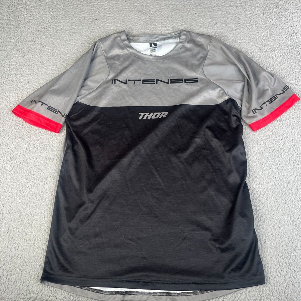 THOR  Intense Assist Dart Shirt Mens Large Gray Black MTB Mountain Bike Jersey